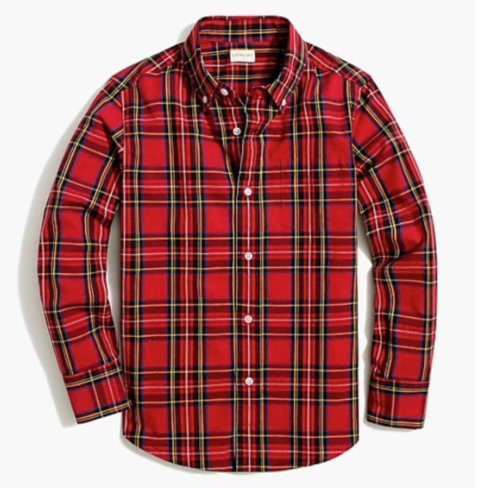 Jcrew Crewcuts men's red tartan flex washed shirt size XS NWOT